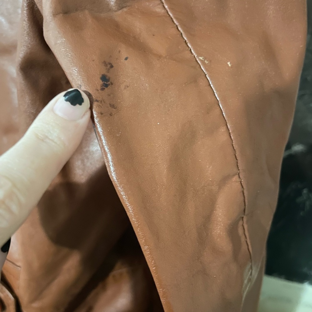 Martini Cognac Brown Leather Jacket with Removable Faux Fur Lining - Picture 12 of 16